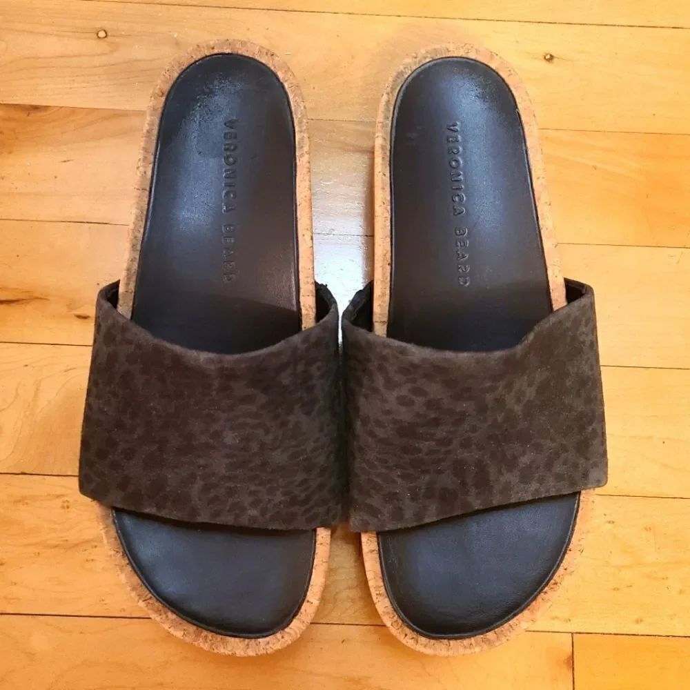 Veronica Beard Dresdyn Slides Black Animal Print